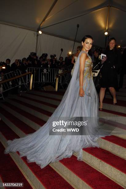 Actress Camilla Belle attends the Metropolitan Museum of Art's annual Costume Institute gala in New York City. Belle wears a Gaultier Paris Haute...