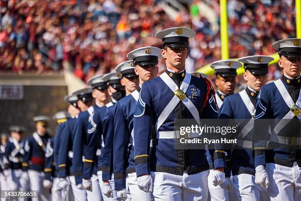 Virginia Tech Color Guard Members of the Virginia Tech Corps of Cadets take the field prior to ...