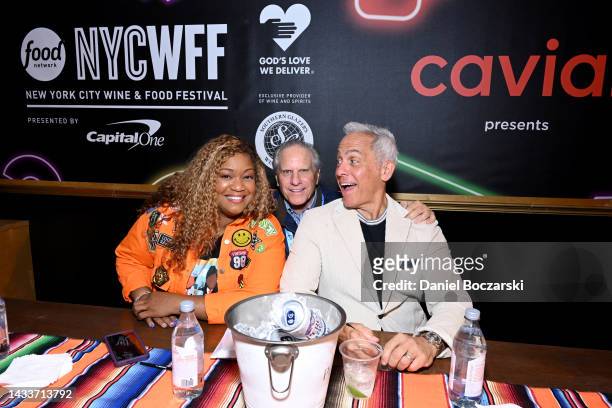 Sunny Anderson and Geoffrey Zakarian attend the Food Network New York City Wine & Food Festival presented by Capital One - Caviar presents Tacos &...