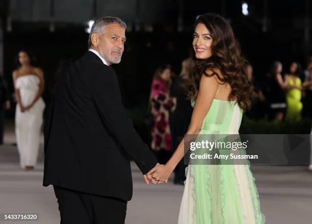 George Clooney and Amal Clooney attend the 2nd Annual Academy Museum Gala at Academy Museum of Motion Pictures on October 15, 2022 in Los Angeles,...