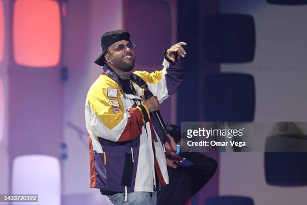 American singer Nicky Jam performs on stage during the iHeartRadio Fiesta Latina at FTX Arena on October 15, 2022 in Miami, Florida.