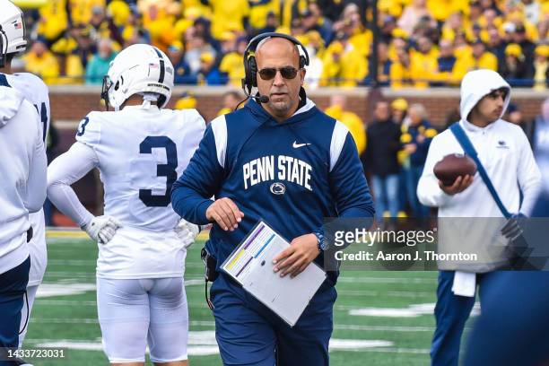 Head Football Coach James Franklin of the Penn State Nittany Lions is seen on the sideline during the second half of a college football game against...