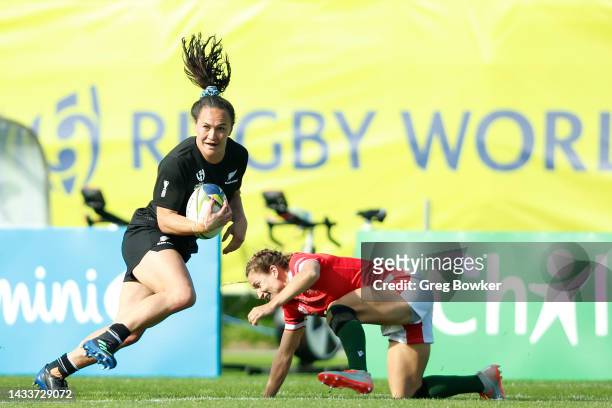 Portia Woodman of New Zealand during the Pool A Rugby World Cup 2021 match between Wales and New Zealand at Waitakere Stadium on October 16 in...