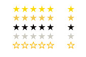 Set of different five star rating icons.