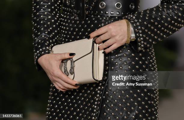 Natasha Lyonne, handbag detail, attends the 2nd Annual Academy Museum Gala at Academy Museum of Motion Pictures on October 15, 2022 in Los Angeles,...