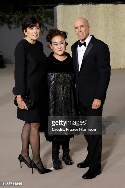 Marilyn Katzenberg, Miky Lee and Jeffrey Katzenberg attend the 2nd Annual Academy Museum Gala at Academy Museum of Motion Pictures on October 15,...