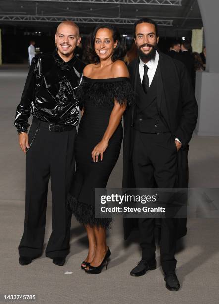 Evan Ross , his sister Chudney Ross and brother Ross Naess arrives at the 2nd Annual Academy Museum Gala at Academy Museum of Motion Pictures on...