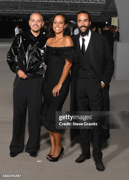Evan Ross , his sister Chudney Ross and brother Ross Naess arrives at the 2nd Annual Academy Museum Gala at Academy Museum of Motion Pictures on...