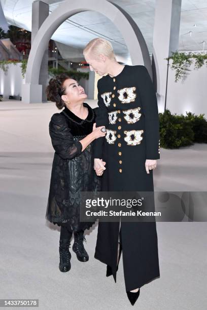 Honorees Miky Lee and Tilda Swinton attend the Academy Museum of Motion Pictures 2nd Annual Gala presented by Rolex at Academy Museum of Motion...
