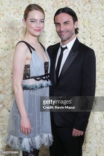 Emma Stone and Nicolas Ghesquière attend the Academy Museum of Motion Pictures 2nd Annual Gala presented by Rolex at Academy Museum of Motion...