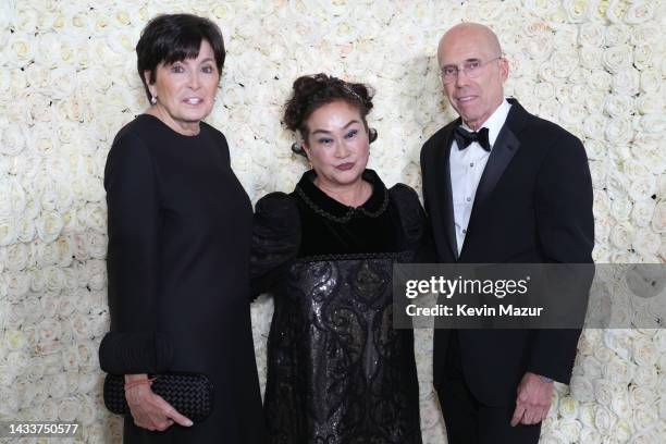 Marilyn Katzenberg, Honoree Miky Lee, and Jeffrey Katzenberg attend the Academy Museum of Motion Pictures 2nd Annual Gala presented by Rolex at...