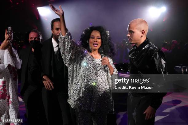 Ross Naess, Diana Ross, and Evan Ross attend the Academy Museum of Motion Pictures 2nd Annual Gala presented by Rolex at Academy Museum of Motion...