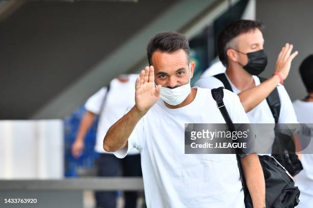 Head Coach DANIEL POYATOS Algaba of Tokushima Vortis is seen on arrival at the stadium prior to the J.LEAGUE Meiji Yasuda J2 41st Sec. Match between...