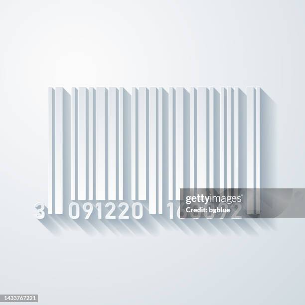 barcode. icon with paper cut effect on blank background - consumer reading label stock illustrations