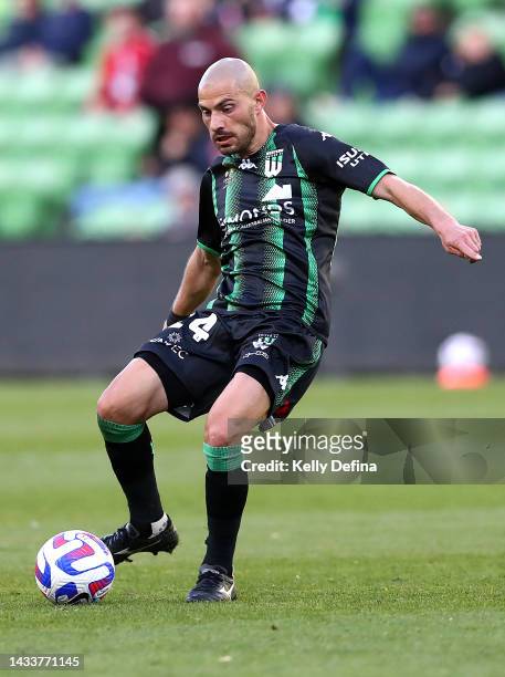 James Troisi of Western United controls the ball during the round two A-League Men's match between Western United and Sydney FC at AAMI Park, on...