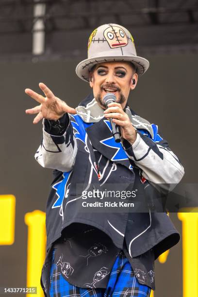 Boy George of Culture Club performs onstage during weekend two, day two of Austin City Limits Music Festival at Zilker Park on October 15, 2022 in...