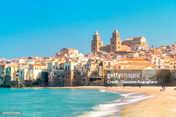 the enchanting small fisherman town of cefalù, palermo province, sicily, italy - giacomo palermo stock pictures, royalty-free photos & images