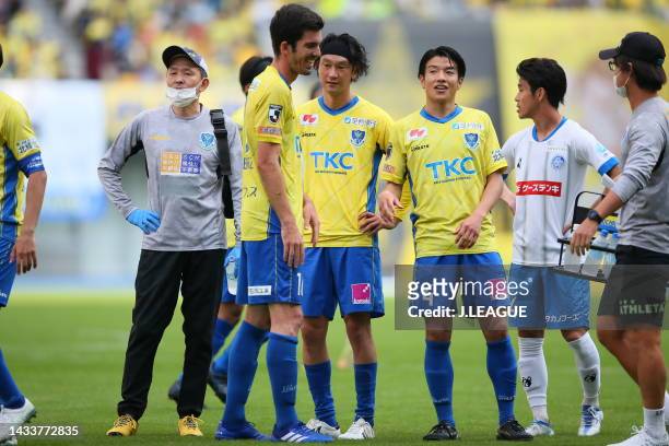 Tochigi SC players is seen during the J.LEAGUE Meiji Yasuda J2 41st Sec. Match between Tochigi SC and Mito Hollyhock at kanseki Stadium Tochigi on...