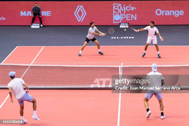 Maximo Gonzalez and Andres Molteni of Argentina in action in their mens doubles Final against Nathaniel Lammons and Jackson Withrow of USA mduring...
