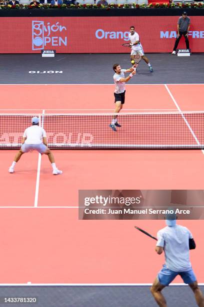 Maximo Gonzalez and Andres Molteni of Argentina in action in their mens doubles Final against Nathaniel Lammons and Jackson Withrow of USA mduring...