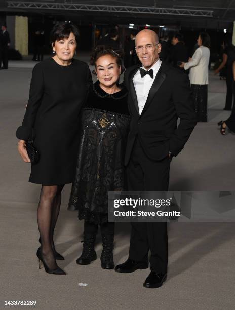 Jeffrey Katzenberg, Marilyn Katzenberg and Miky Leearrives at the 2nd Annual Academy Museum Gala at Academy Museum of Motion Pictures on October 15,...