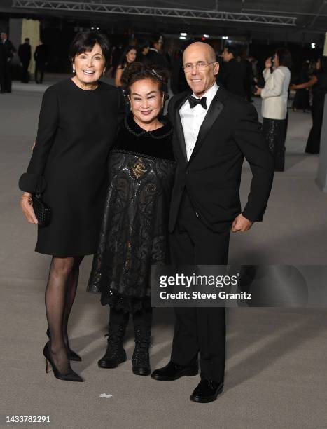Jeffrey Katzenberg, Marilyn Katzenberg and Miky Leearrives at the 2nd Annual Academy Museum Gala at Academy Museum of Motion Pictures on October 15,...