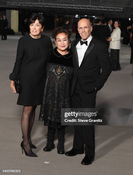 Jeffrey Katzenberg, Marilyn Katzenberg and Miky Leearrives at the 2nd Annual Academy Museum Gala at Academy Museum of Motion Pictures on October 15,...