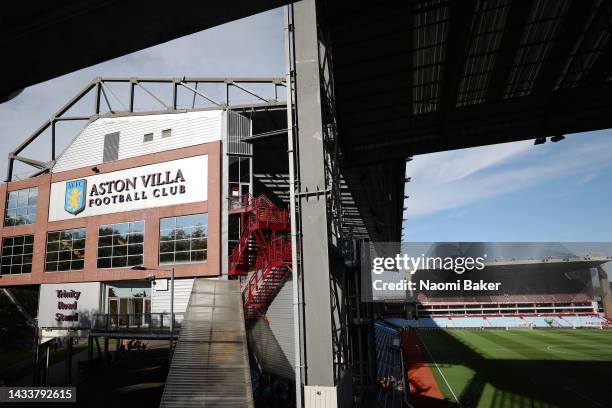 General view inside the stadium prior to the Premier League match between Aston Villa and Chelsea FC at Villa Park on October 16, 2022 in Birmingham,...