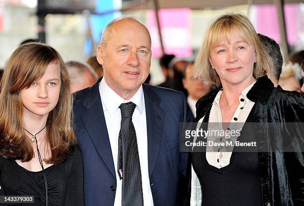Mark Knopfler and wife Kitty Aldridge attend the UK Premiere of 'African Cats' in aid of Tusk at BFI Southbank on April 25, 2012 in London, England.