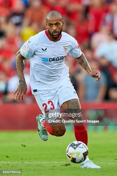 Marcos Do Nascimiento 'Marcao' of Sevilla FC with the ball during the LaLiga Santander match between RCD Mallorca and Sevilla FC at Estadi de Son...