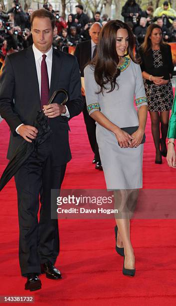 The Duke and Duchess of Cambridge attend the UK premiere of African Cats in aid of Tusk at The BFI Southbank on April 25, 2012 in London, England.