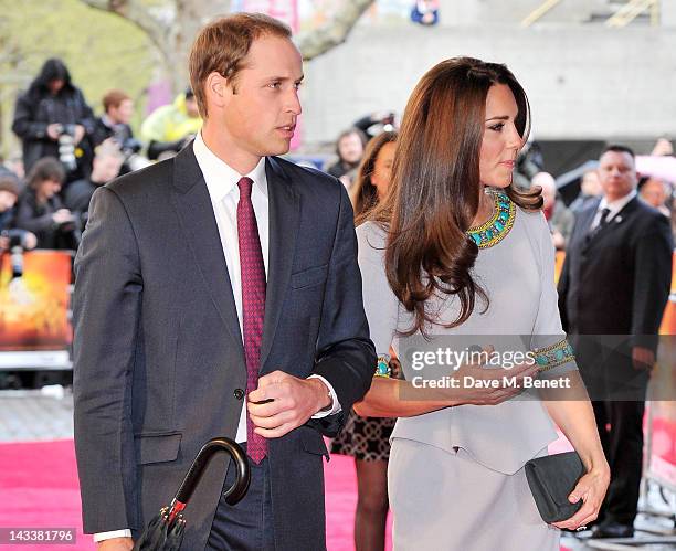 Prince William, Duke of Cambridge and Catherine, Duchess of Cambridge attend the UK Premiere of 'African Cats' in aid of Tusk at BFI Southbank on...