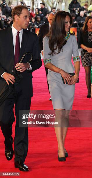 The Duke and Duchess of Cambridge attend the UK premiere of African Cats in aid of Tusk at The BFI Southbank on April 25, 2012 in London, England.