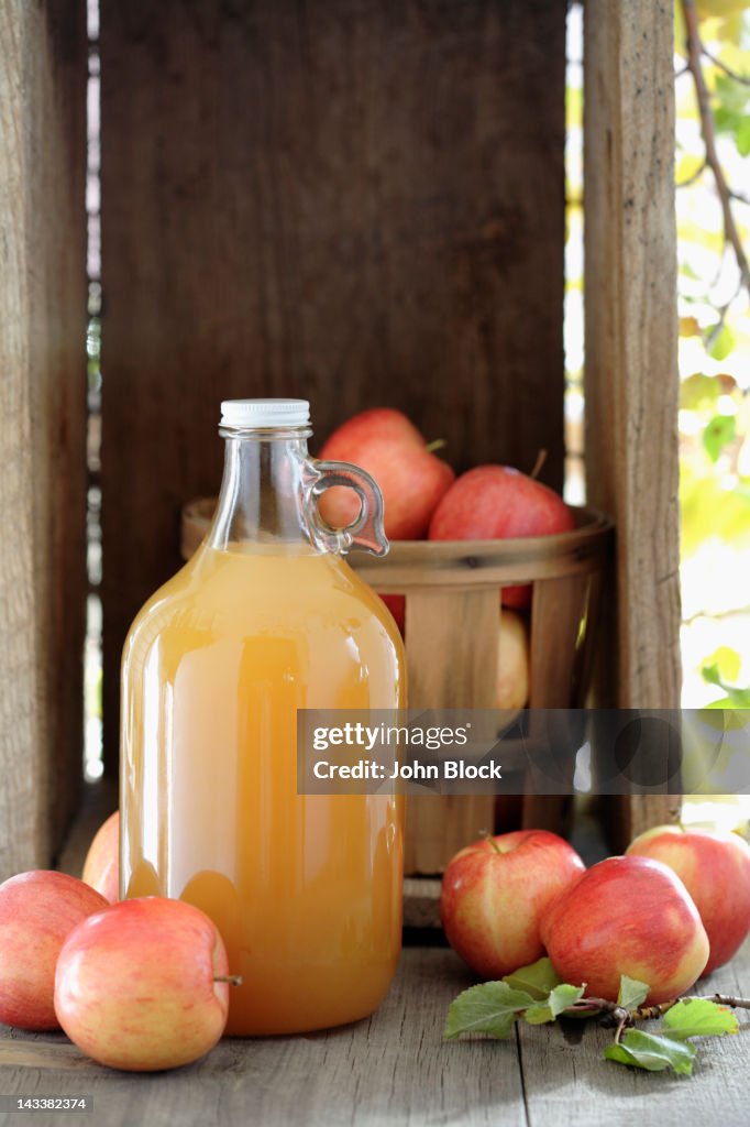 Apple cider and apples