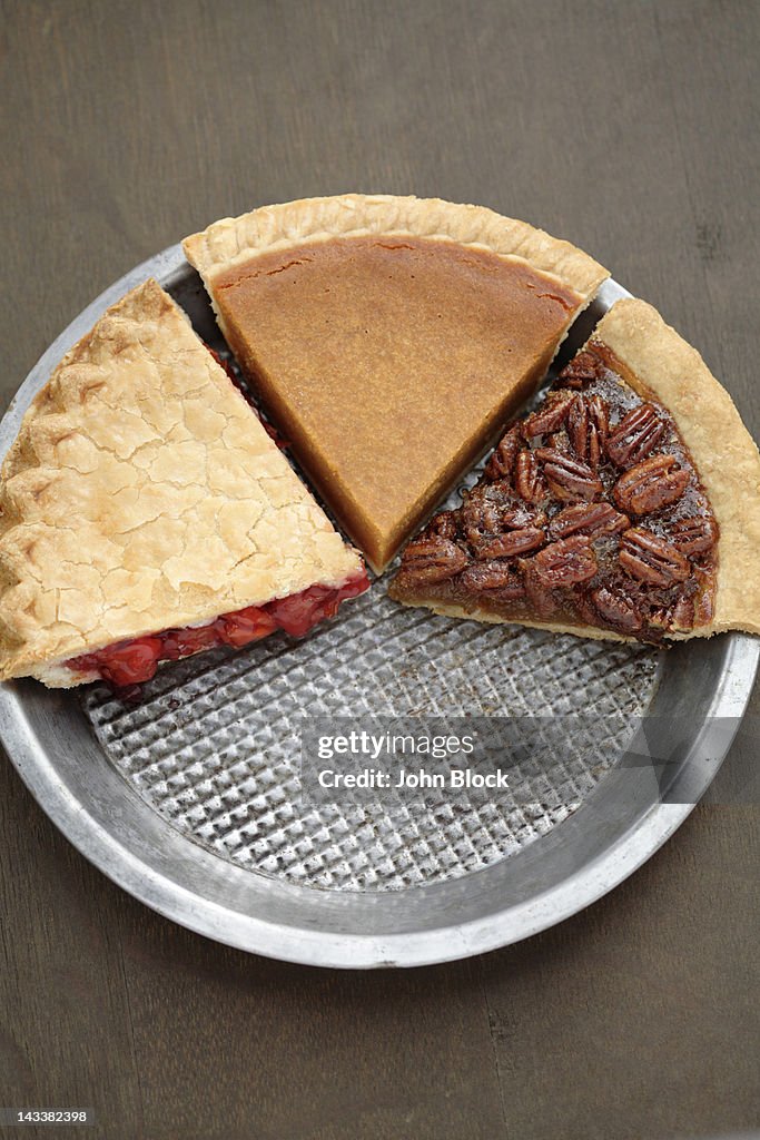 Various slices of fresh, homemade pies