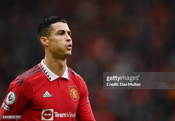 Cristiano Ronaldo of Manchester United reacts during the Premier League match between Manchester United and Newcastle United at Old Trafford on...