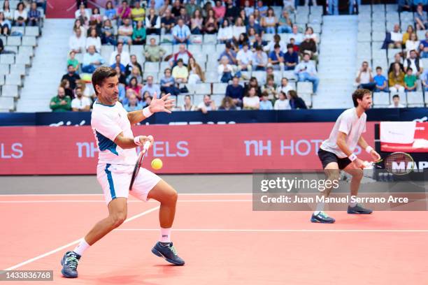 Maximo Gonzalez and Andres Molteni of Argentina in action in their mens doubles Final against Nathaniel Lammons and Jackson Withrow of USA mduring...