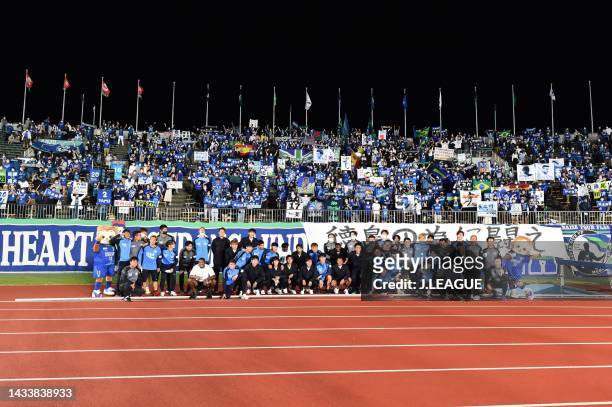 Tokushima Vortis members and fans photo after the J.LEAGUE Meiji Yasuda J2 41st Sec. Match between Tokushima Vortis and Omiya Ardija at POCARI SWEAT...