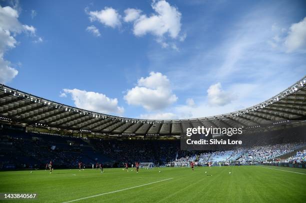 General view inside stadium prior the Serie A match between SS Lazio and Udinese Calcio at Stadio Olimpico on October 16, 2022 in Rome, Italy.