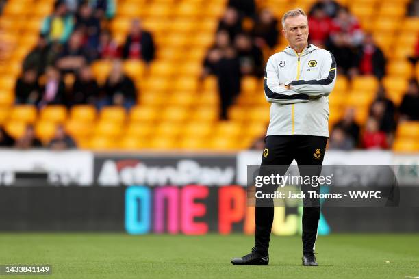 Steve Davis, Interim Head Coach of Wolverhampton Wanderers looks on ahead of the Premier League match between Wolverhampton Wanderers and Nottingham...