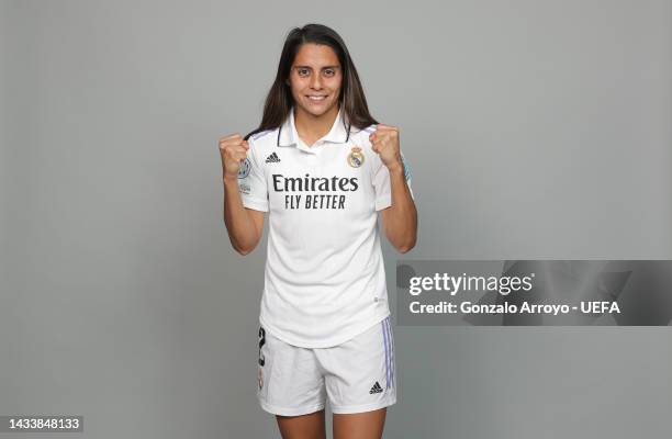 Vaitiare Kenti Robles Salas of Real Madrid CF poses for a photo during the Real Madrid CF UEFA Women's Champions League Portrait session at...