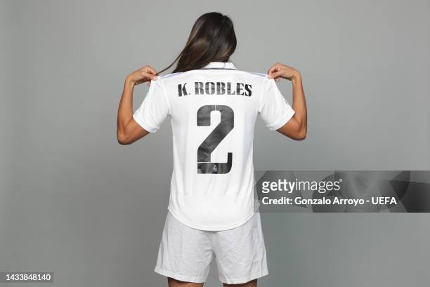 Vaitiare Kenti Robles Salas of Real Madrid CF poses for a photo during the Real Madrid CF UEFA Women's Champions League Portrait session at...