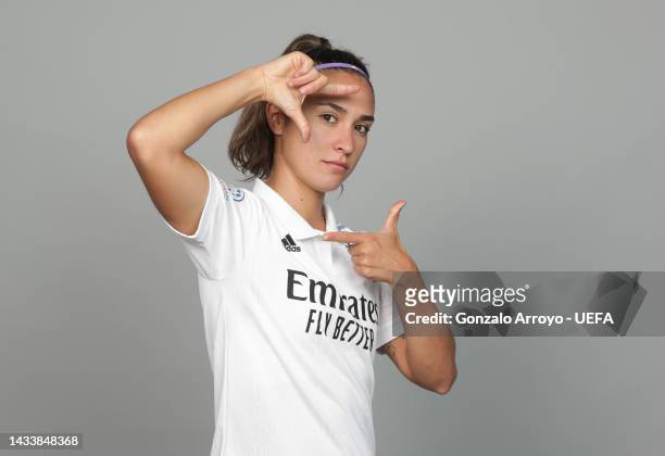 Nahikari Garcia Perez of Real Madrid CF poses for a photo during the Real Madrid CF UEFA Women's Champions League Portrait session at Valdebebas...