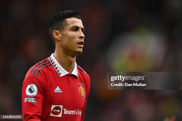 Cristiano Ronaldo of Manchester United looks on during the Premier League match between Manchester United and Newcastle United at Old Trafford on...