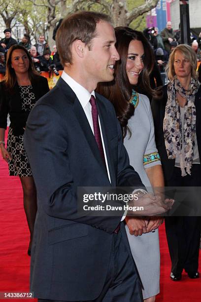 The Duke and Duchess of Cambridge attend the UK premiere of African Cats in aid of Tusk at The BFI Southbank on April 25, 2012 in London, England.