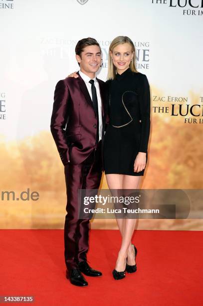 Zac Efron and Taylor Schilling attend the The Lucky One - Germany Premiere at CineStar on April 25, 2012 in Berlin, Germany.