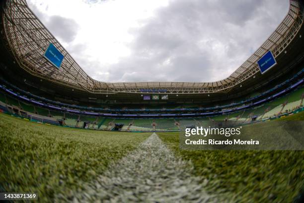 General view of the stadium before the match between Palmeiras and Sao Paulo as part of Brasileirao Series A 2022 at Allianz Parque on October 16,...