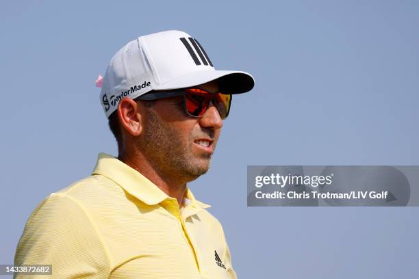 Team Captain Sergio Garcia of Fireballs GC looks on during day three of the LIV Golf Invitational - Jeddah at Royal Greens Golf & Country Club on...