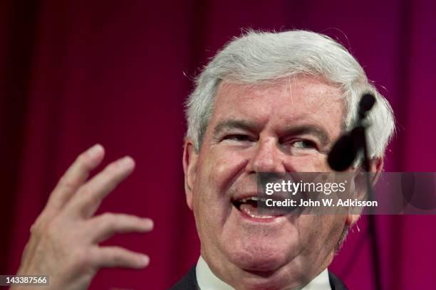 Republican presidential candidate, former Speaker of the House Newt Gingrich speaks to students at Thomas Jefferson Classical Academy on April 25,...