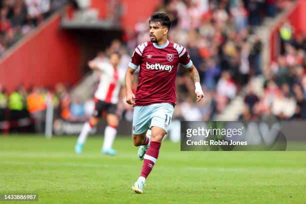 Lucas Paquetá of West Ham United during the Premier League match between Southampton FC and West Ham United at Friends Provident St. Mary's Stadium...